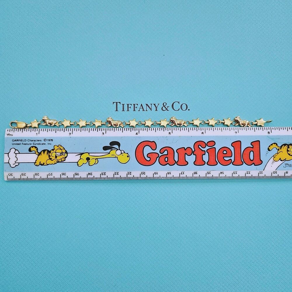 OOAK Vintage Tiffany & Co. Chain Of Star Bulldog Puffed Link 18k YG Bracelet - Picture 11 of 12